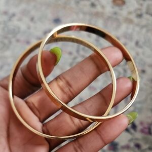 Gold Tone Bangle Bracelet Set Polished Stackable Bracelets